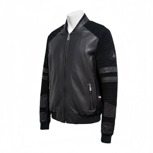 Philipp Plein 100% Lamb Leather Banksy Interior Graphic Lined Rare Moto Jacket